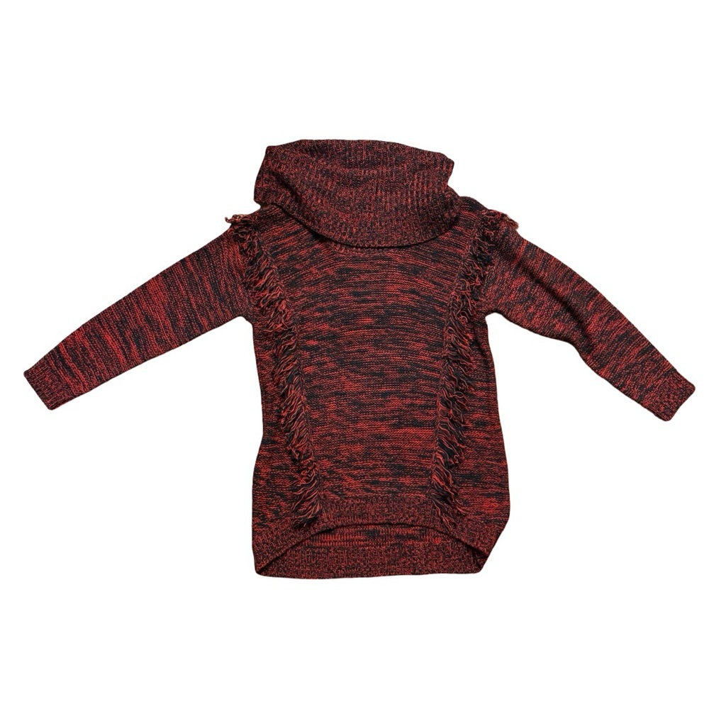 Allison Brittney Red and Black Cow Neck Knit Sweater